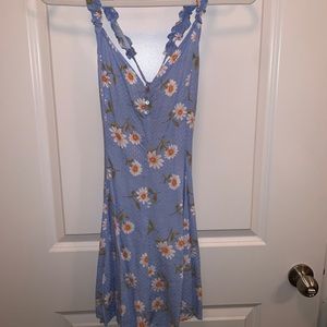Blue floral Open back dress
